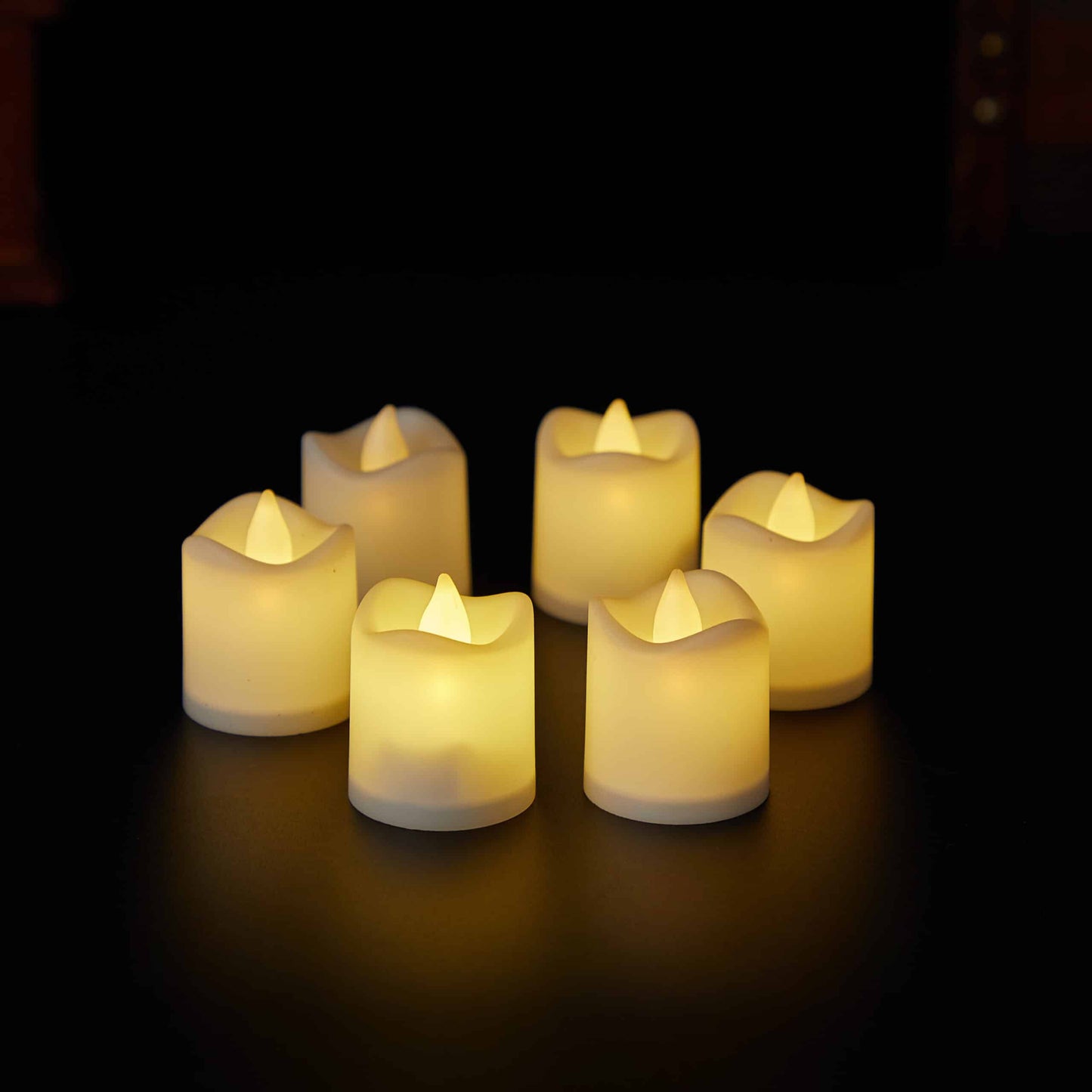 LED-Licht 6er-Pack mit 3D-Flamme - 4,5 cm - Weiß - | Brehn