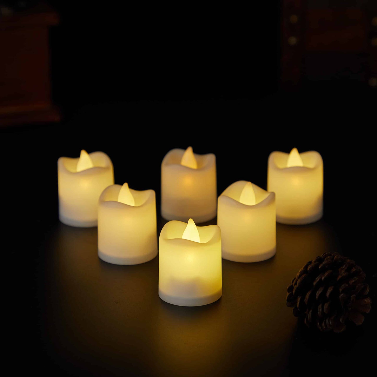 LED-Licht 6er-Pack mit 3D-Flamme - 4,5 cm - Weiß - | Brehn