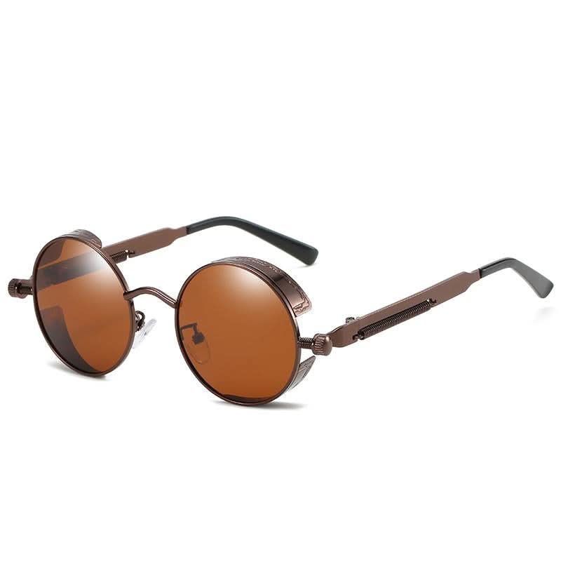 Vintage runde Steampunk-Sonnenbrille, polarisiert, UV400