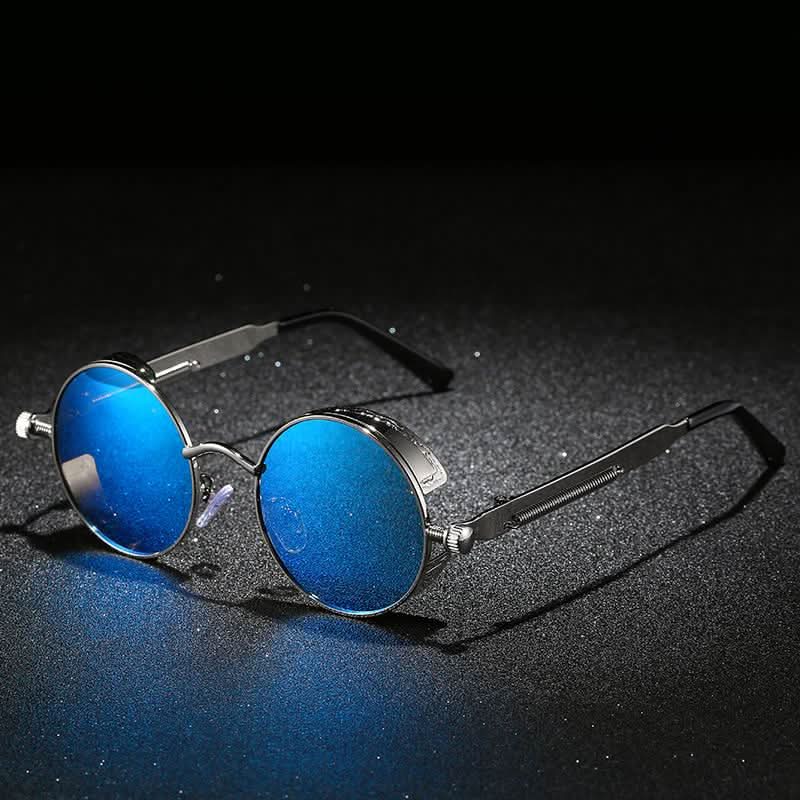 Vintage runde Steampunk-Sonnenbrille, polarisiert, UV400