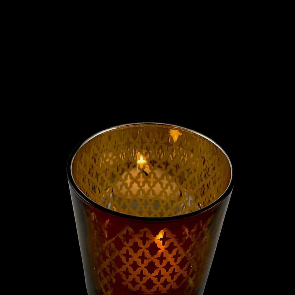 Teelichthalter aus Glas (2 Stk.) Kupfer / schwarz von SIA Home Fashion | Brehn