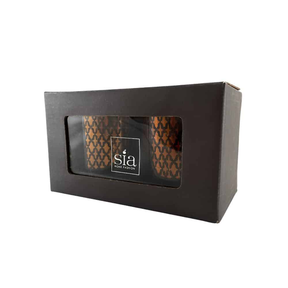 Teelichthalter aus Glas (2 Stk.) Kupfer / schwarz von SIA Home Fashion | Brehn