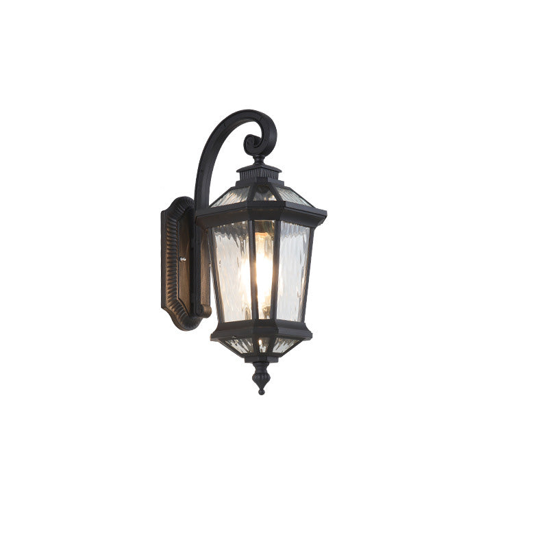 Traditionelle europäische wasserdichte Aluminium-Glas-Oktagon-Zylinder 1-Licht-Wandlampe für den Garten | Brehn