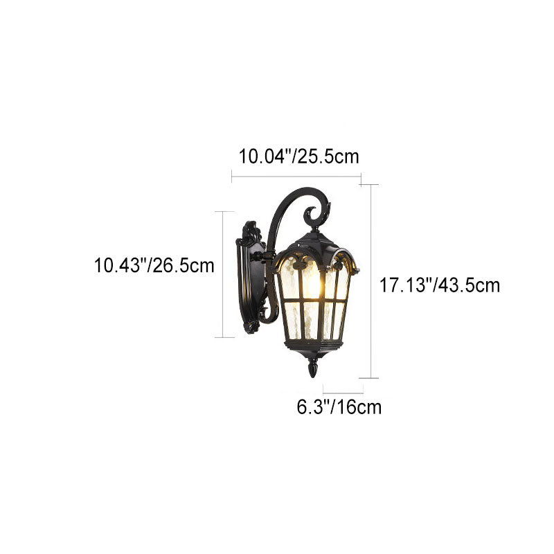 Traditionelle europäische quadratische Fensterform Aluminium Glas 1-Licht Wand sconce Lampe für Außenpatio | Brehn