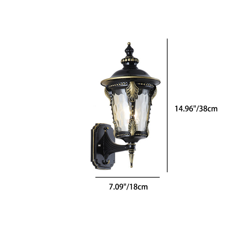 Traditionelle europäische wasserdichte viereckige spitzzylinder Aluminium Glas 1-Licht Außenwandlampe für den Garten | Brehn
