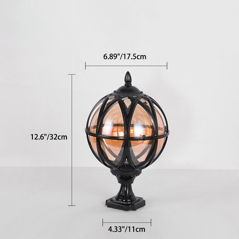 Traditionelle Kolonial-Globus-Glas-Aluminium 1-Licht-Außenleuchte für den Garten | Brehn