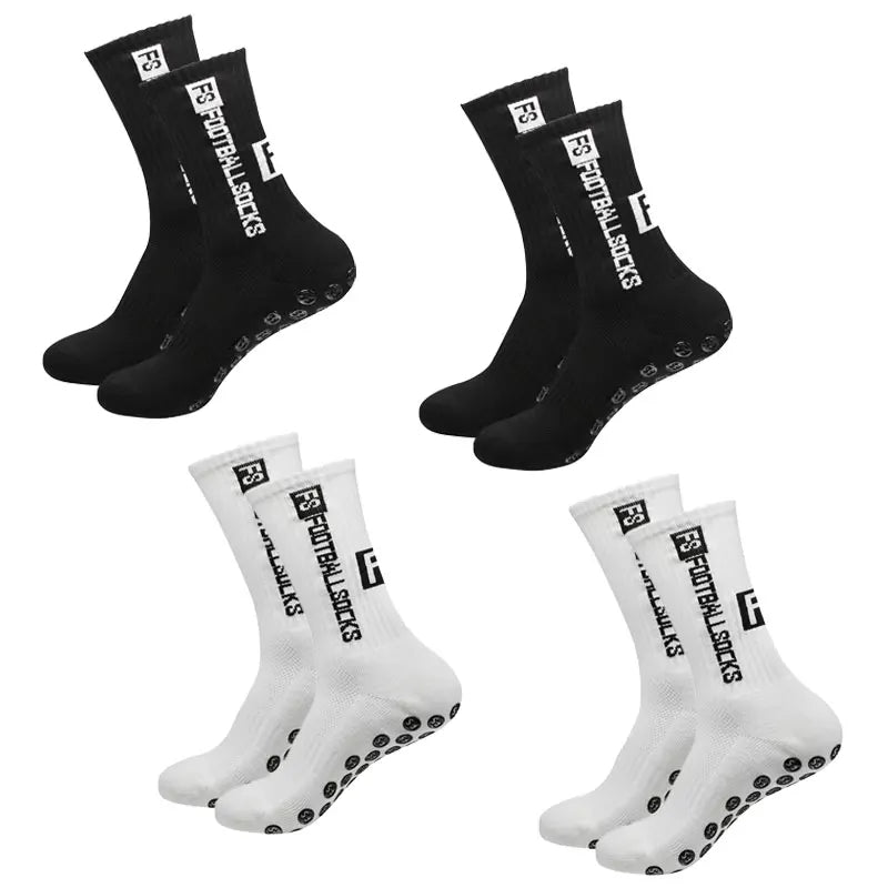Brehn | 4 Paar Fußballsocken Sport Grip Gummi rutschfeste Socken