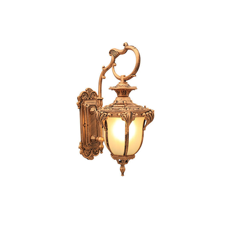 Europäische Retro Aluminium Glas geschnitzte Laterne 1-Licht Außen wasserdichte Wand Sconce Lampe | Brehn
