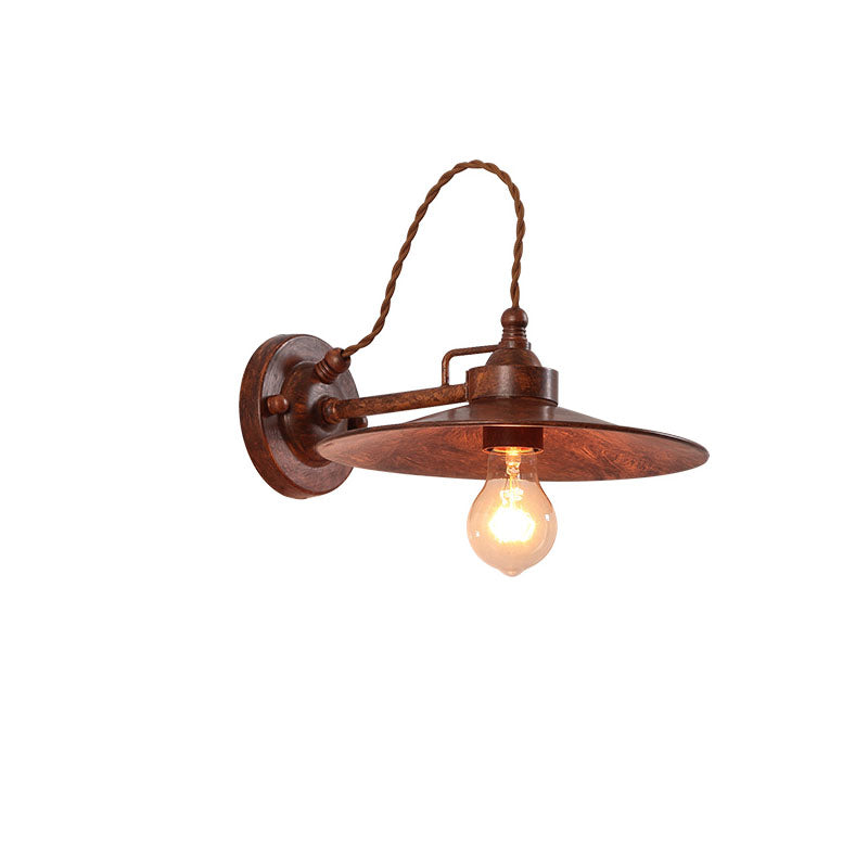 Zeitgenössische industrielle wasserdichte Metallplatten-Schüssel 1-Licht Wandleuchte Lampe für Außenpatio | Brehn