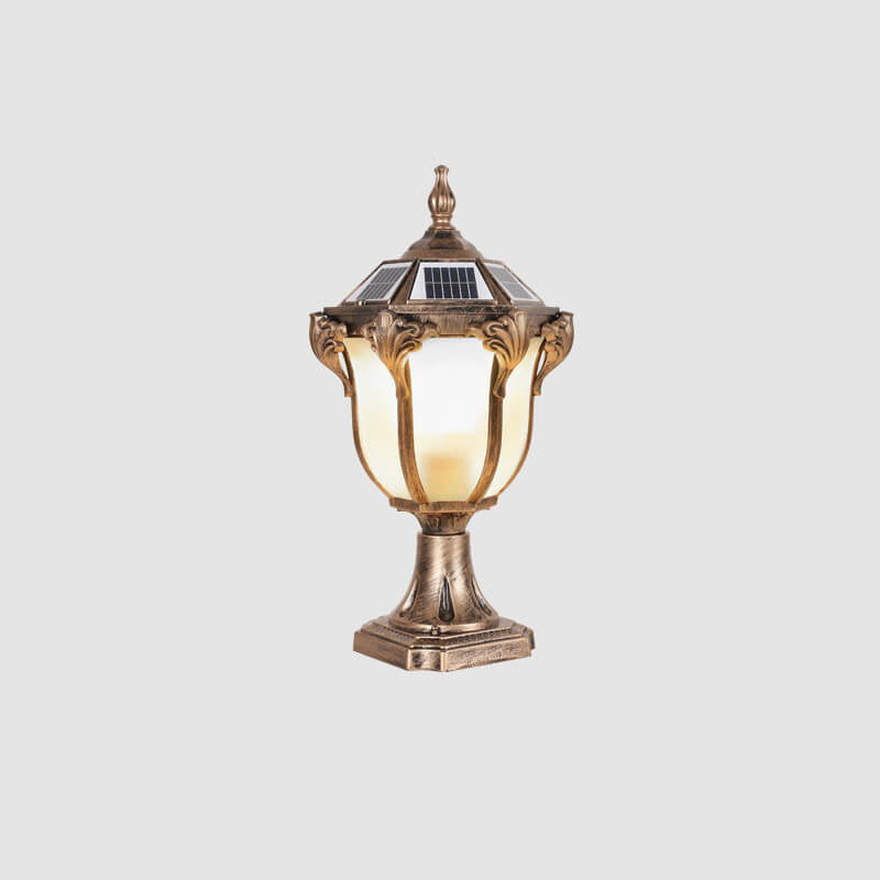 Europäisches Retro-Druckguss-Aluminium-Glas-Solar-wasserfestes Außen-Garten-Landschaftssäulenlicht | Brehn