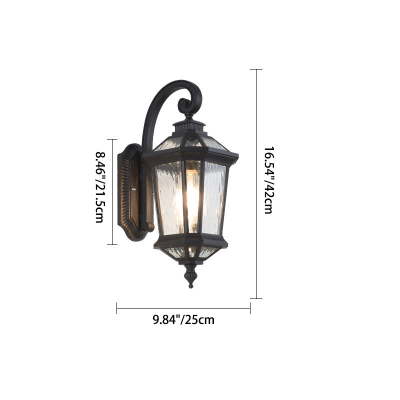 Traditionelle europäische wasserdichte Aluminium-Glas-Oktagon-Zylinder 1-Licht-Wandlampe für den Garten | Brehn