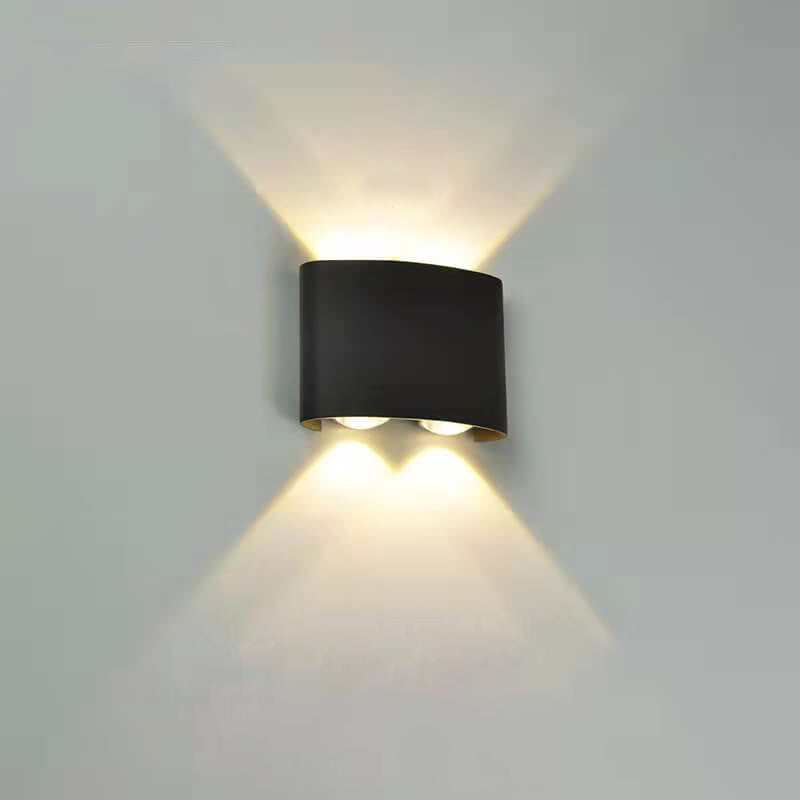 Moderne LED-Wandleuchte mit Bogenstrahler nach oben und unten, wasserdicht, für den Außenbereich