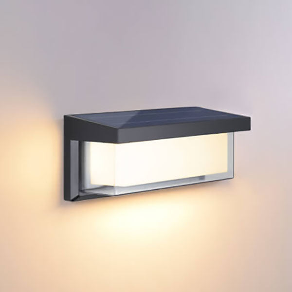 Moderner minimalistischer solarbetriebener rechteckiger PC-LED-Außenwandlampen für den Außenpatio | Brehn