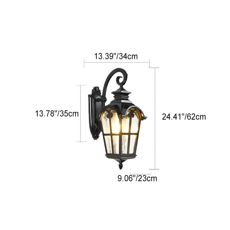 Traditionelle europäische quadratische Fensterform Aluminium Glas 1-Licht Wand sconce Lampe für Außenpatio | Brehn