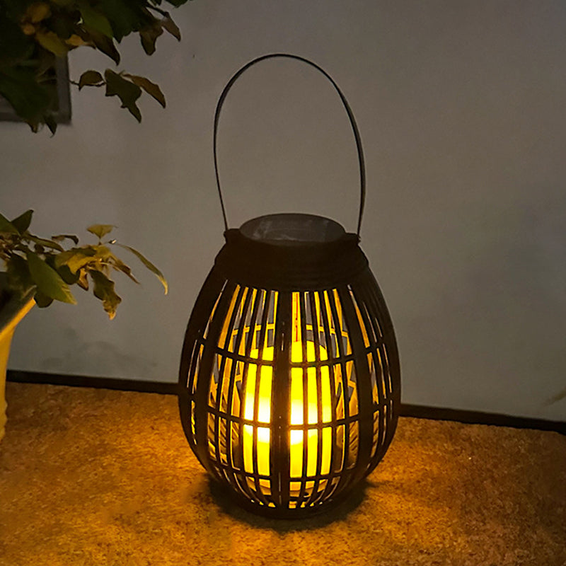 Moderne Art Deco Solar Runde Laterne Rattan LED Außen Landschaftslicht Für Garten | Brehn