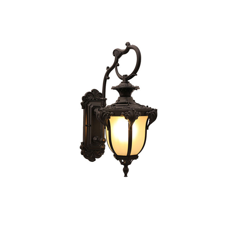 Europäische Retro Aluminium Glas geschnitzte Laterne 1-Licht Außen wasserdichte Wand Sconce Lampe | Brehn