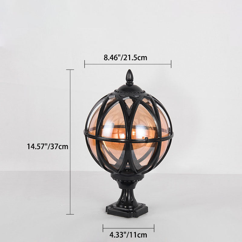 Traditionelle Kolonial-Globus-Glas-Aluminium 1-Licht-Außenleuchte für den Garten | Brehn