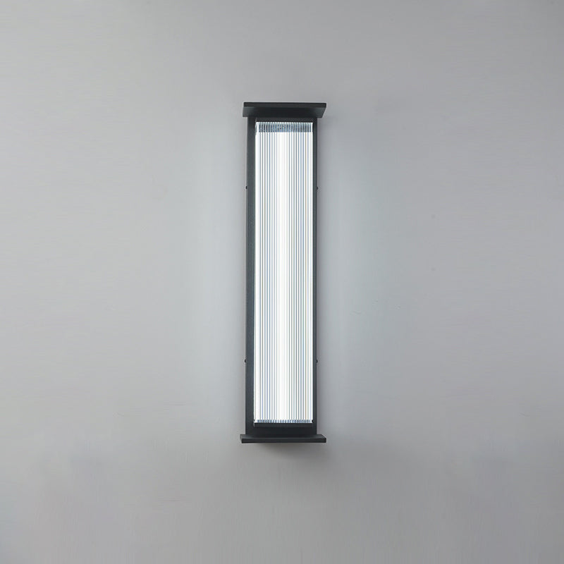 Modern minimalist wasserdichte rechteckige Edelstahl-Acryl-LED-Wandleuchte für den Außenbereich Patio | Brehn