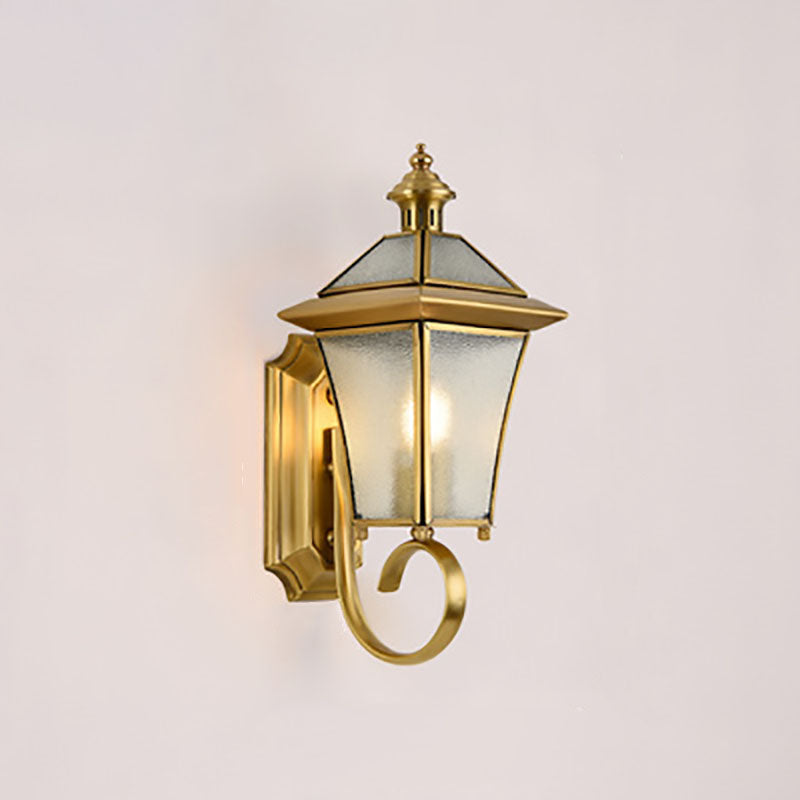 Europäische, moderne Luxus-Wandleuchte für den Außenbereich, viereckig, wasserdicht, aus Messing und Glas, mit einer Lichtquelle