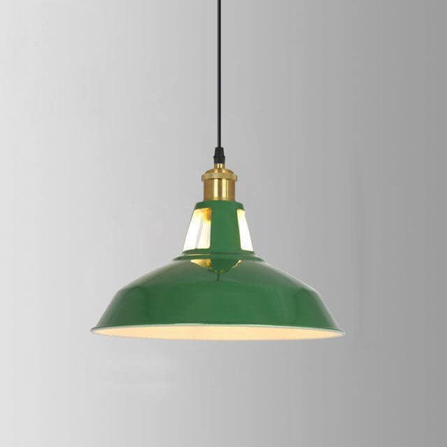 RetroDome Pendelleuchte im Industrie-Vintage-Stil | Grünes Eisenkuppel-Design | Einzelflammig | Rustikale Deckenbeleuchtung