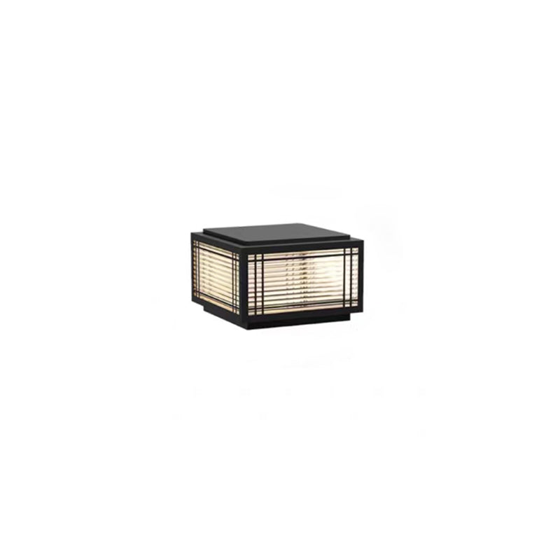 Traditionelle chinesische quadratische Aluminium-Glas 1-Licht Post Kopf Licht für Garten | Brehn