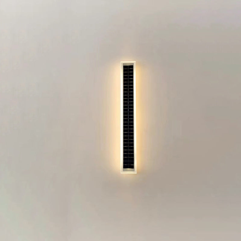 Minimalistische rechteckige LED-Wandleuchte für den Außenbereich, wasserdicht, mit Solarfunktion, für Terrasse und Garten