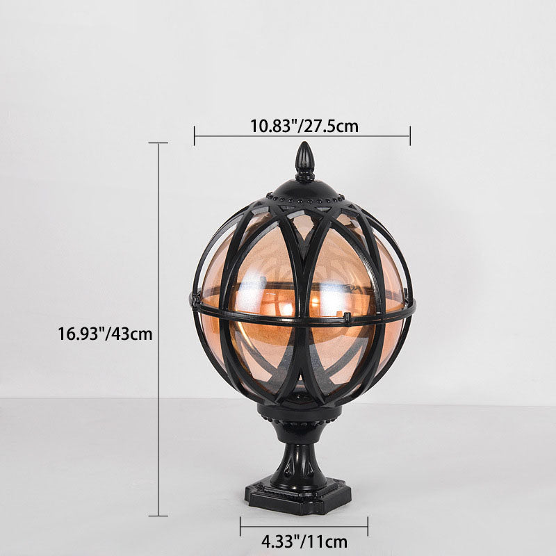 Traditionelle Kolonial-Globus-Glas-Aluminium 1-Licht-Außenleuchte für den Garten | Brehn