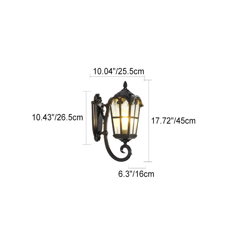 Traditionelle europäische quadratische Fensterform Aluminium Glas 1-Licht Wand sconce Lampe für Außenpatio | Brehn