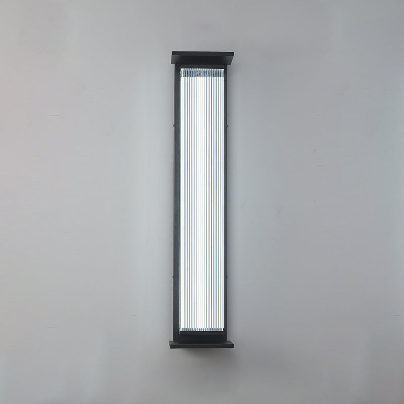 Modern minimalist wasserdichte rechteckige Edelstahl-Acryl-LED-Wandleuchte für den Außenbereich Patio | Brehn