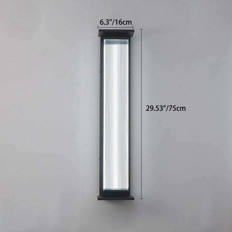 Modern minimalist wasserdichte rechteckige Edelstahl-Acryl-LED-Wandleuchte für den Außenbereich Patio | Brehn