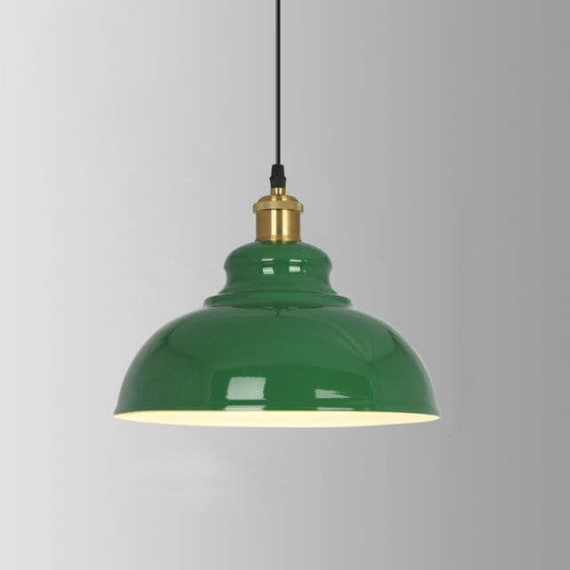 RetroDome Pendelleuchte im Industrie-Vintage-Stil | Grünes Eisenkuppel-Design | Einzelflammig | Rustikale Deckenbeleuchtung