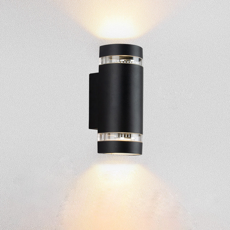 Zeitgenössischer industrieller wasserdichter Aluminiumzylinder LED Auf- und Abwärts leuchtender Spot-Wandleuchte für den Außenbereich Patio | Brehn