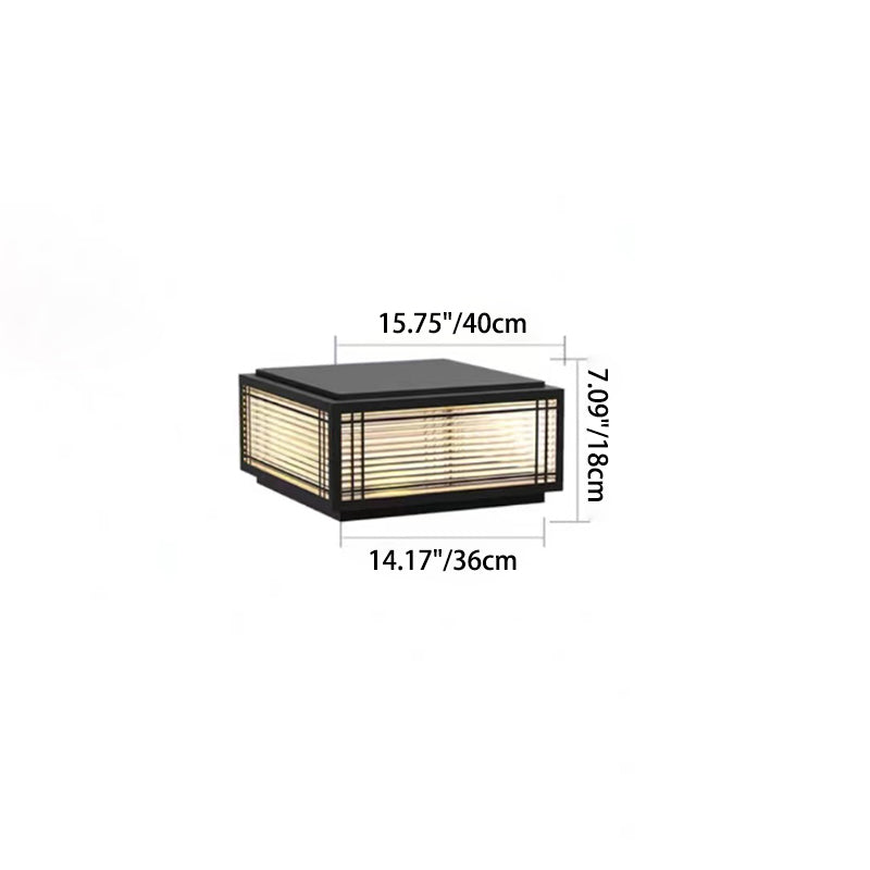 Traditionelle chinesische quadratische Aluminium-Glas 1-Licht Post Kopf Licht für Garten | Brehn