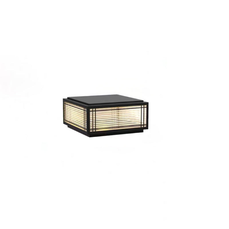 Traditionelle chinesische quadratische Aluminium-Glas 1-Licht Post Kopf Licht für Garten | Brehn