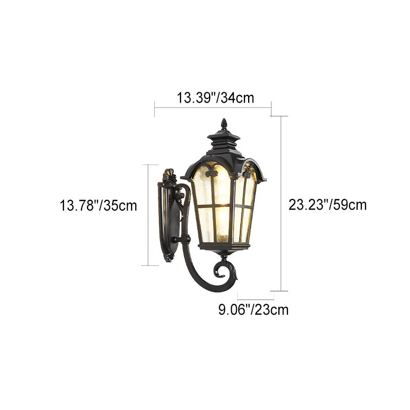 Traditionelle europäische quadratische Fensterform Aluminium Glas 1-Licht Wand sconce Lampe für Außenpatio | Brehn