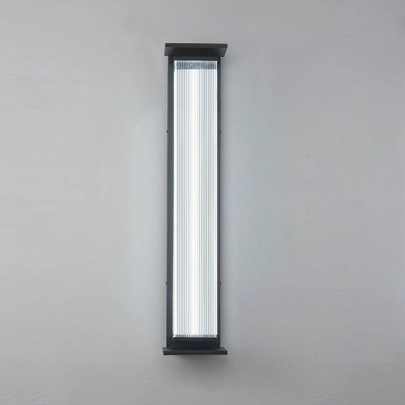 Modern minimalist wasserdichte rechteckige Edelstahl-Acryl-LED-Wandleuchte für den Außenbereich Patio | Brehn