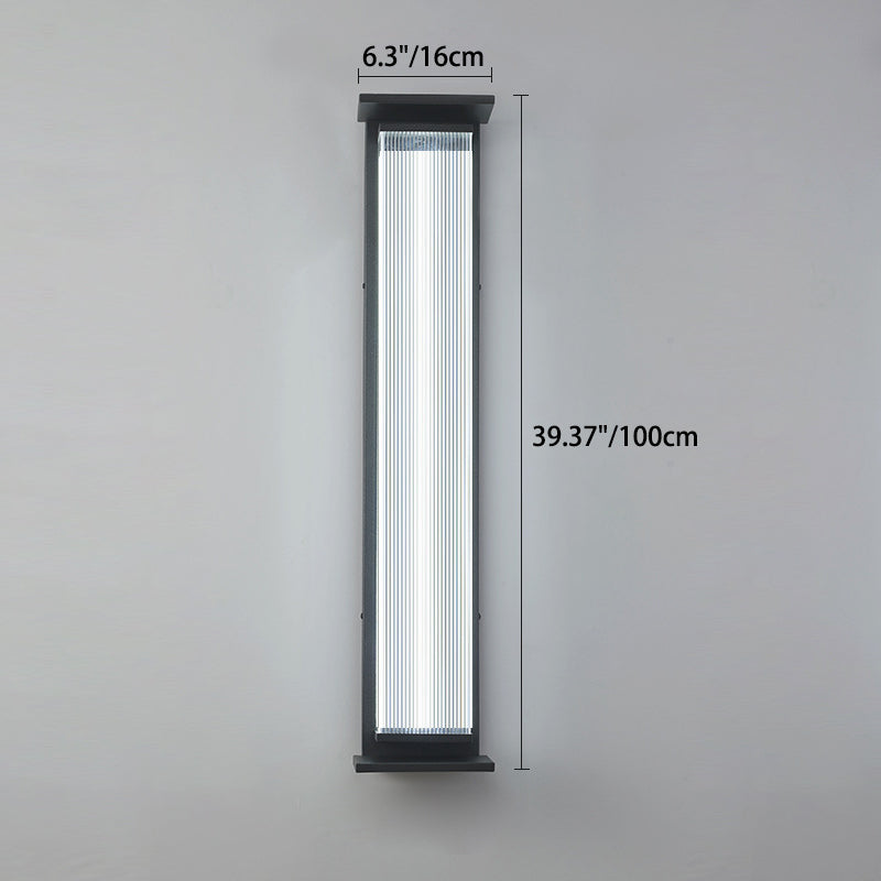 Modern minimalist wasserdichte rechteckige Edelstahl-Acryl-LED-Wandleuchte für den Außenbereich Patio | Brehn