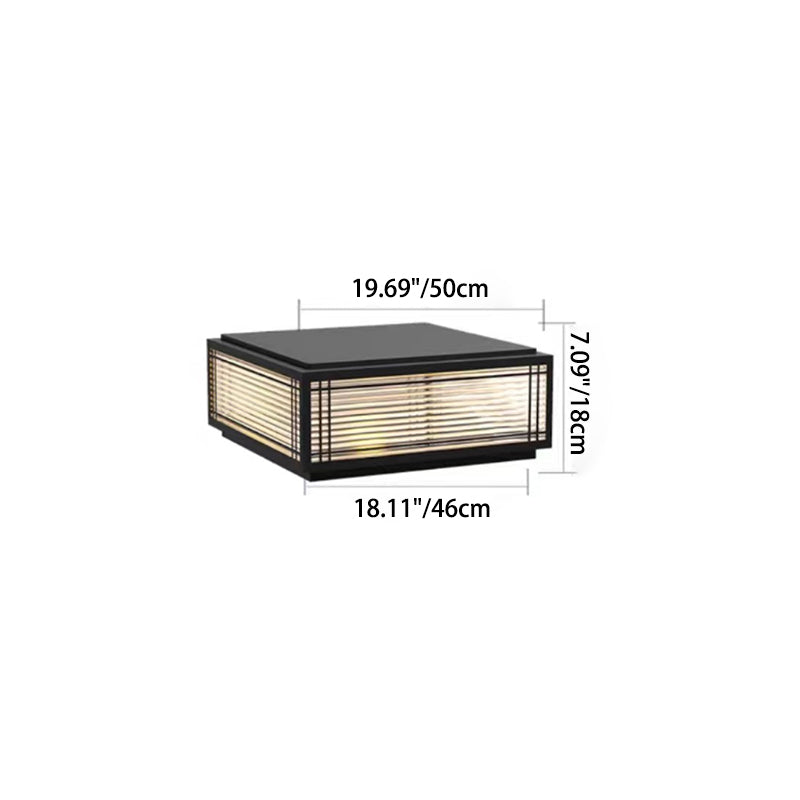 Traditionelle chinesische quadratische Aluminium-Glas 1-Licht Post Kopf Licht für Garten | Brehn