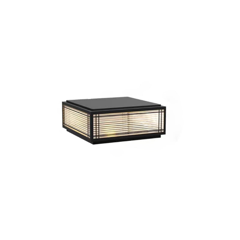 Traditionelle chinesische quadratische Aluminium-Glas 1-Licht Post Kopf Licht für Garten | Brehn