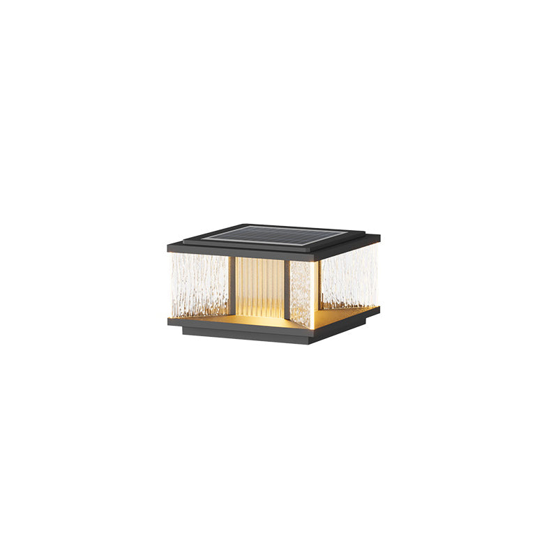 Moderne Einfachheit Aluminium Quadrat Wasser-gewelltes Glas LED wasserdichte Solar Pfostenlampe Rasenlicht für Garten | Brehn