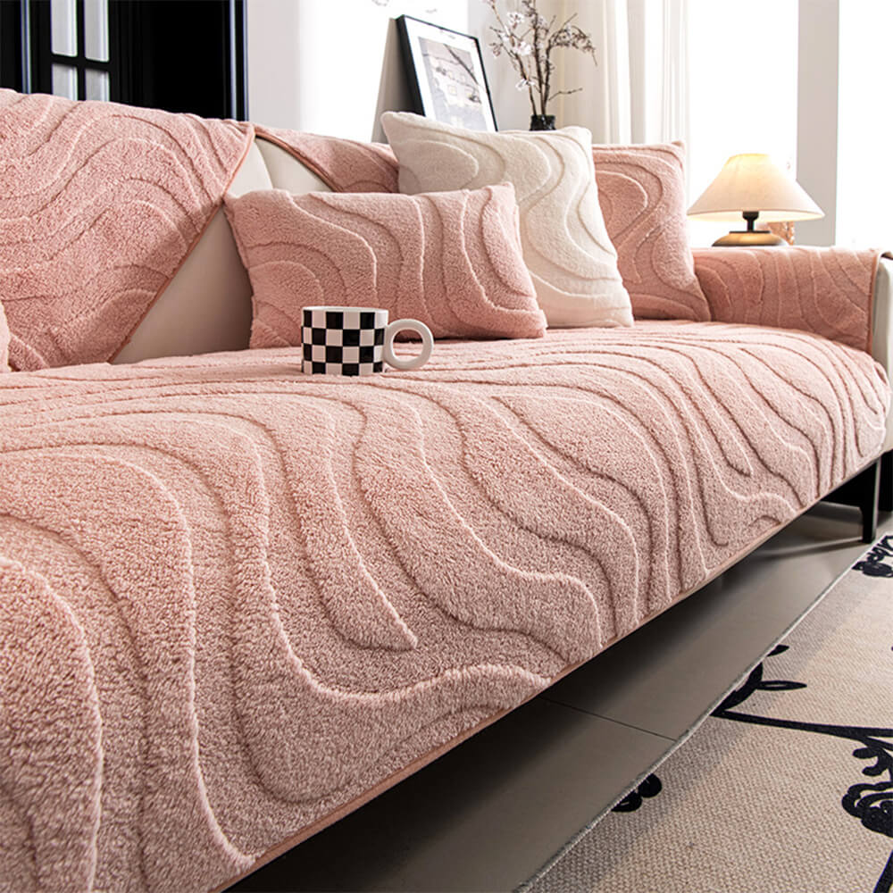 Warme Plüsch Kurvige Jacquard Rutschfeste Sofa-Schutzhülle | Brehn