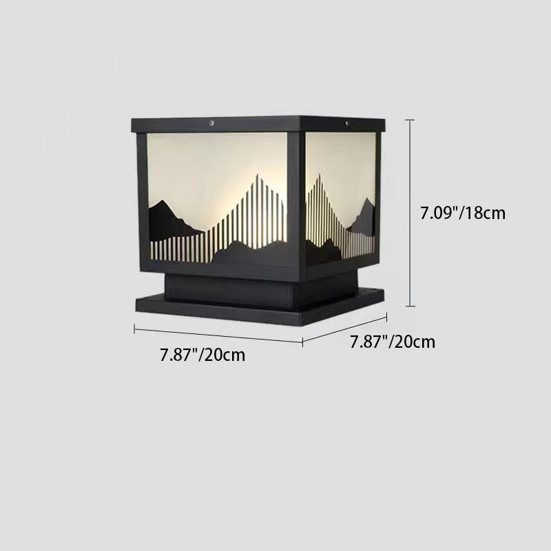 Traditionelle chinesische Aluminium-Glas-Quadrat-LED-wasserdichte Solar-Landschaftsleuchte für den Außenbereich Patio | Brehn