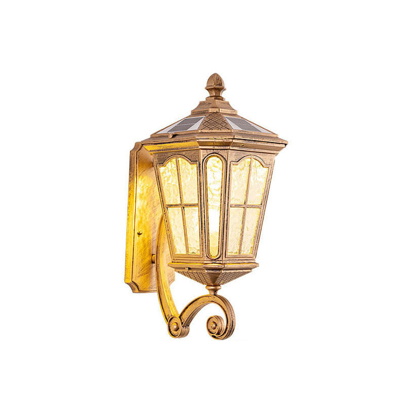 Europäische Solar-Außenlaterne Aluminium Glas Wasserdicht 1-Licht Wand Scone Lampe | Brehn