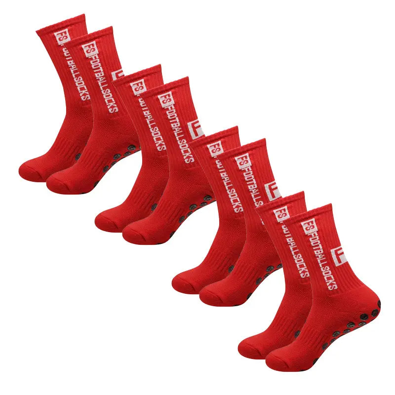 Brehn | 4 Paar Fußballsocken Sport Grip Gummi rutschfeste Socken