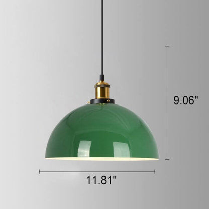 RetroDome Pendelleuchte im Industrie-Vintage-Stil | Grünes Eisenkuppel-Design | Einzelflammig | Rustikale Deckenbeleuchtung