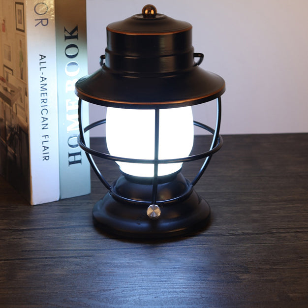Traditionelles Bauernhaus Wasserdichte Wiederaufladbare Eisen Acryl Zylinder LED Tischlampe Für Unterhaltungsraum | Brehn