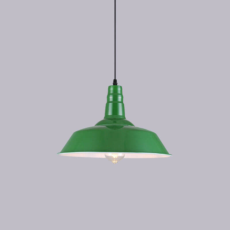 RetroDome Pendelleuchte im Industrie-Vintage-Stil | Grünes Eisenkuppel-Design | Einzelflammig | Rustikale Deckenbeleuchtung