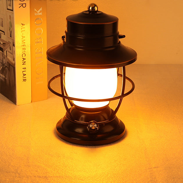 Traditionelles Bauernhaus Wasserdichte Wiederaufladbare Eisen Acryl Zylinder LED Tischlampe Für Unterhaltungsraum | Brehn