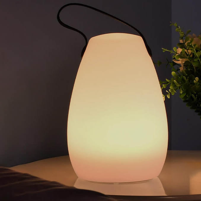 Moderne Einfachheit Kunststoff Runde Square Hand LED Tischlampe Für Outdoor Patio | Brehn