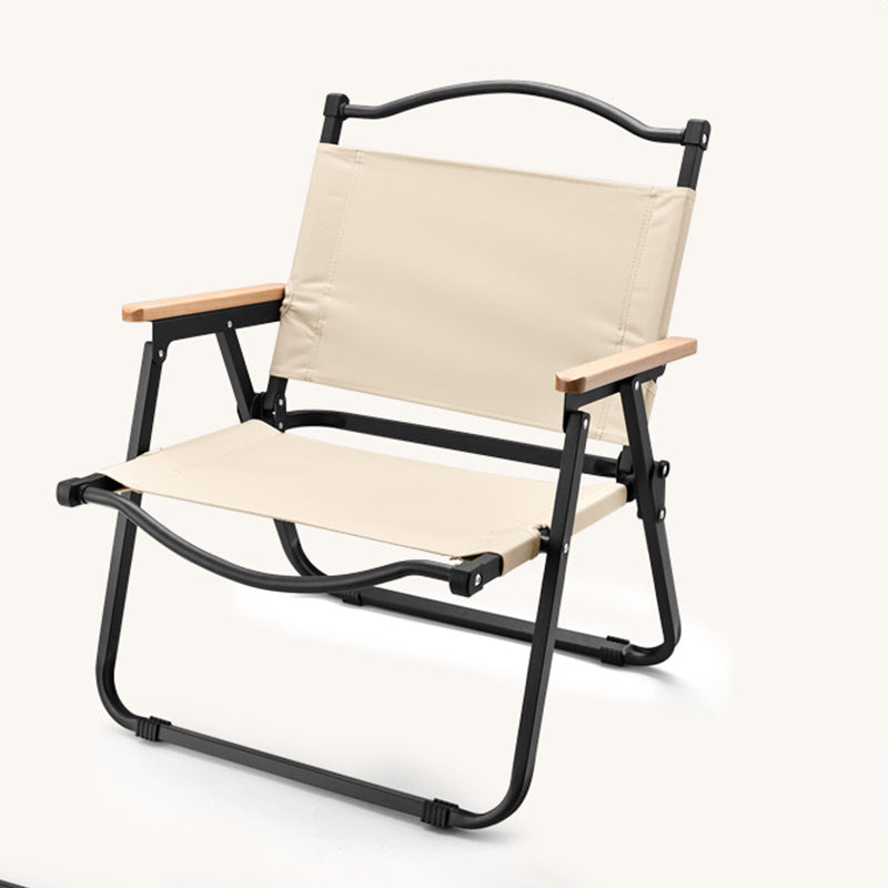 Moderner Minimalistischer Quadratischer Stoff Kohlenstoffstahl Buchenholz Rückenlehne Armlehne Klappstuhl Für Draußen | Brehn
